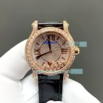 YF Factory Super Clone Chopard Happy Sport Diamonds Full Diamond Rose Gold Watch 